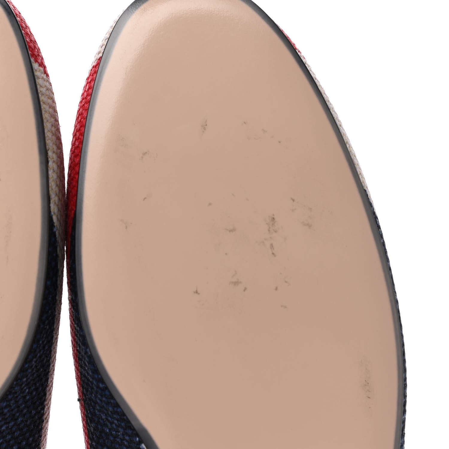 Gucci Canvas Sylvie Stripe Womens Princetown Slippers 38.5 Mystic White Hibiscus Red Maritime 9 of 11