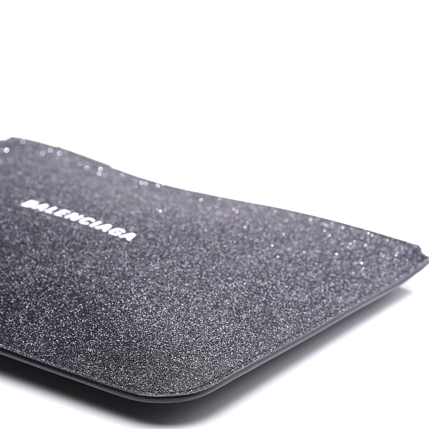 Glitter Calfskin Logo Everyday Pouch M Black