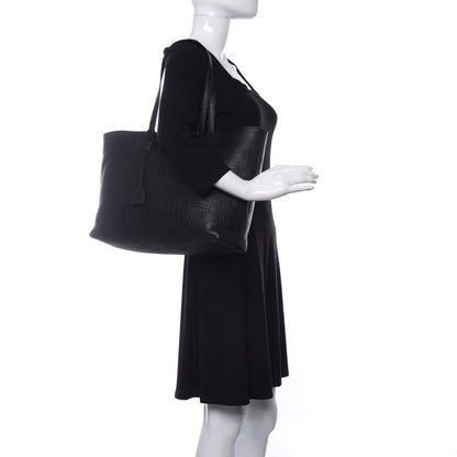 Saint Laurent Calfskin Crocodile Embossed Large Shopper Tote Black 2 of 12
