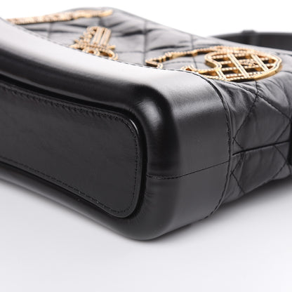 Chanel Aged Calfskin Quilted Charms Small Gabrielle Hobo Black 9 of 10