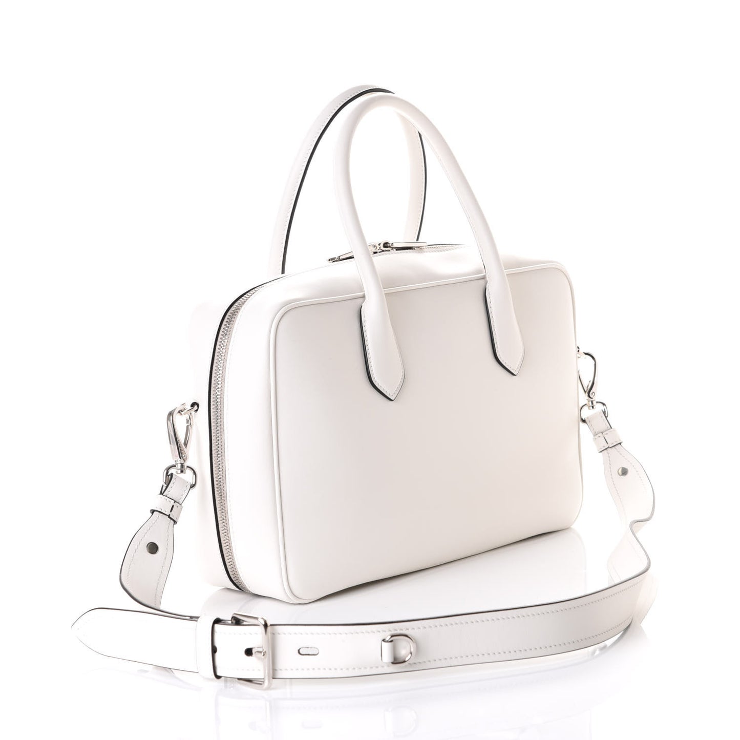 City Calfskin Racing Logo Bowler White Black