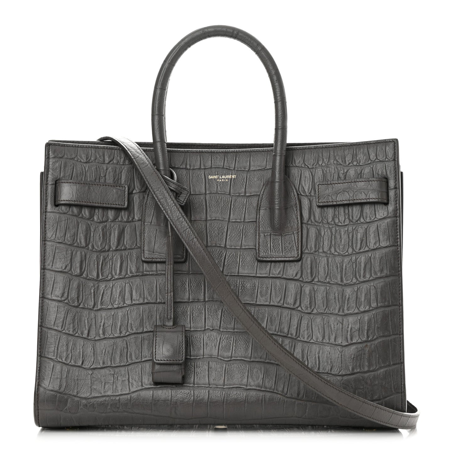 Calfskin Crocodile Embossed Small Sac De Jour Fog