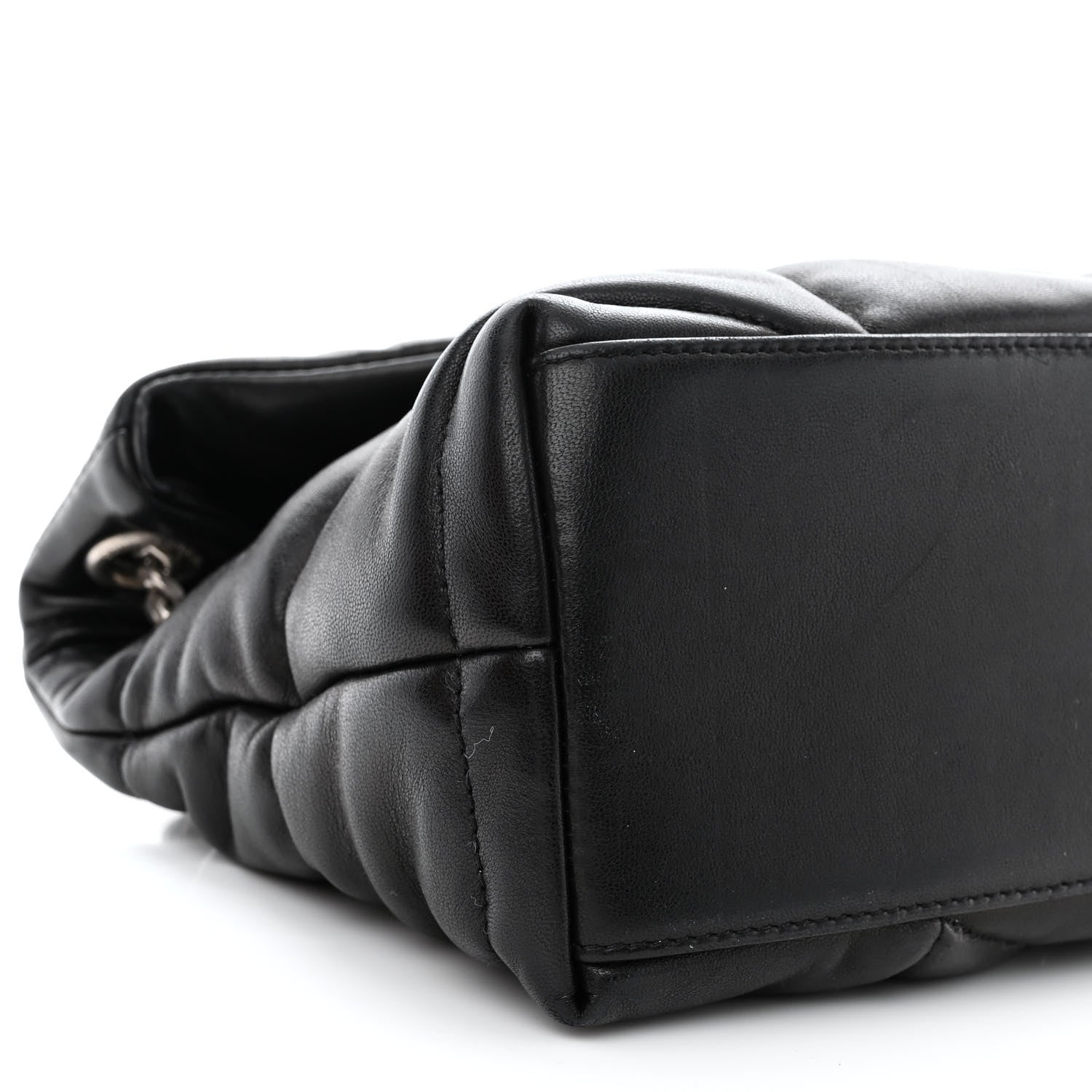 Saint Laurent Lambskin Quilted Small Loulou Puffer Monogram Chain Satchel Black 10 of 11