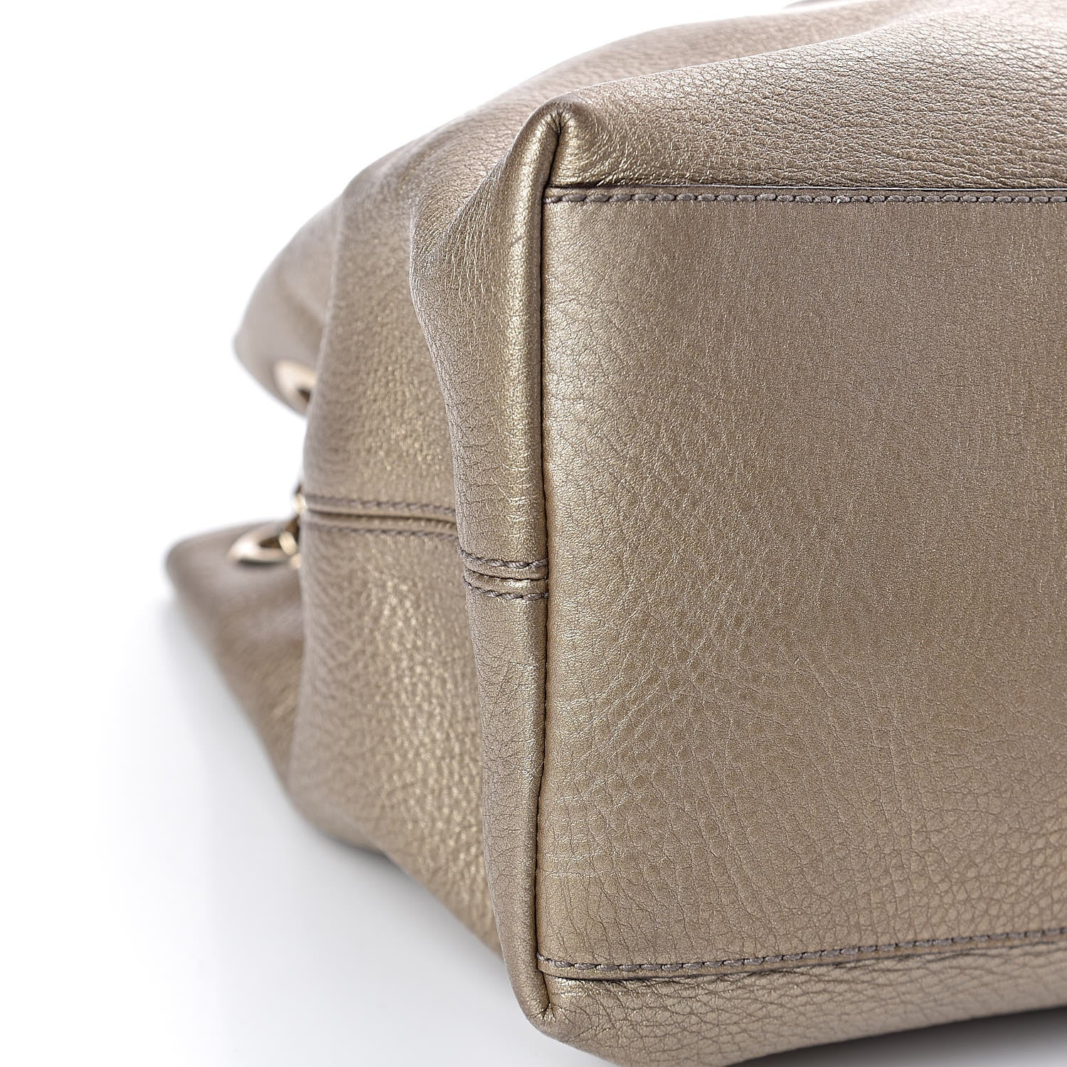 Gucci Metallic Pebbled Calfskin Medium Soho Chain Shoulder Bag Golden Beige 8 of 12