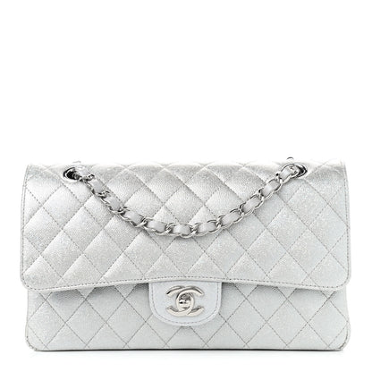 Chanel Glittered Metallic Caviar Quilted Medium Double Flap Silver 1 of 10