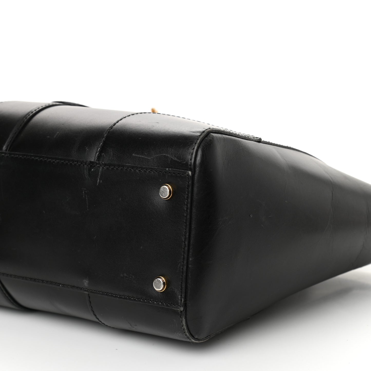 Calfskin Medium Lady Buckle Top Handle Bag Black