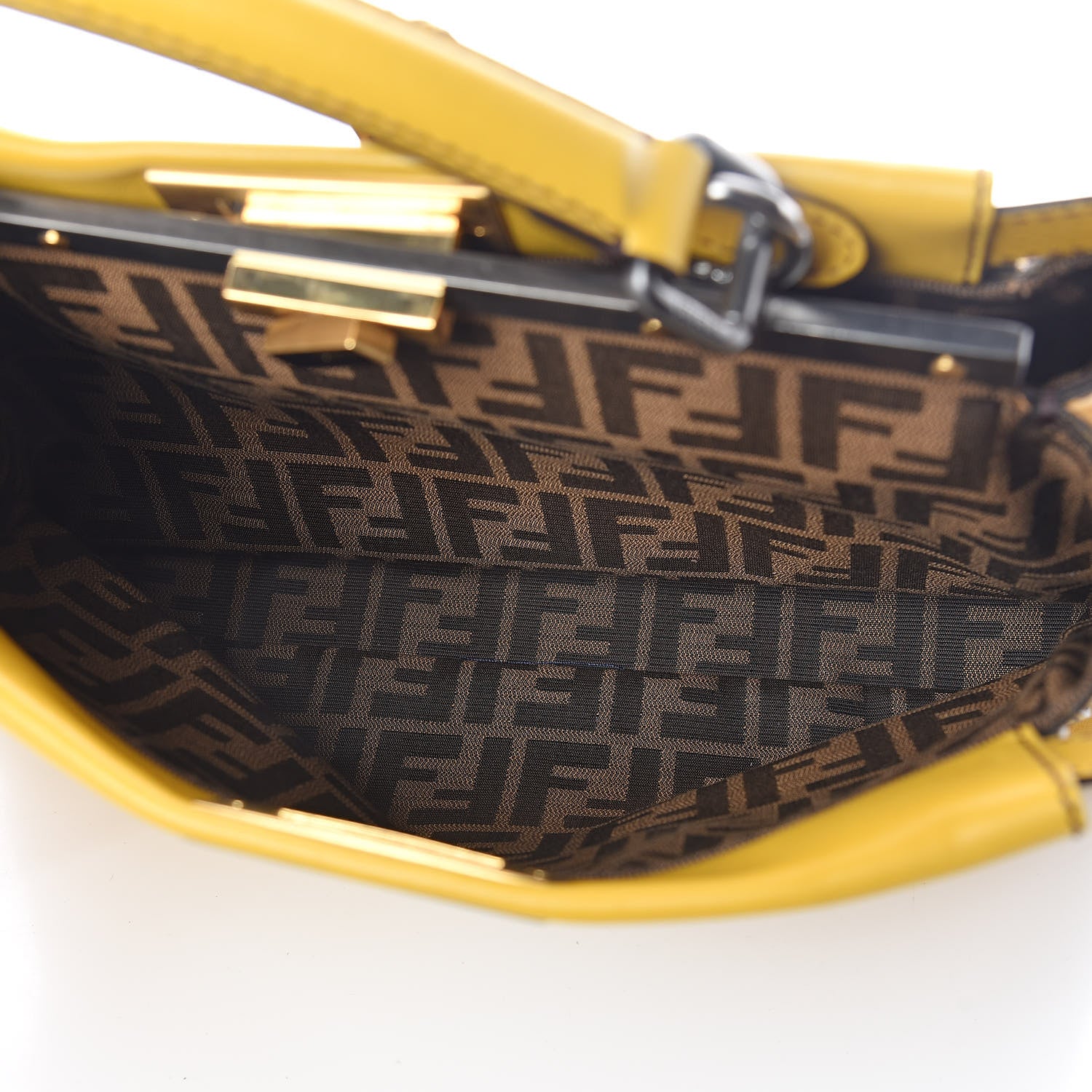 Fendi Vitello Zucca Medium Peekaboo Iconic Satchel Yellow Tobacco 5 of 10