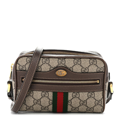 Gucci GG Supreme Monogram Web Mini Ophidia Shoulder Bag Brown 1 of 13