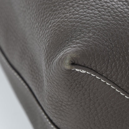 Hermes Taurillon Clemence Double Sens 36 Reversible Tote Etain Beton 15 of 17