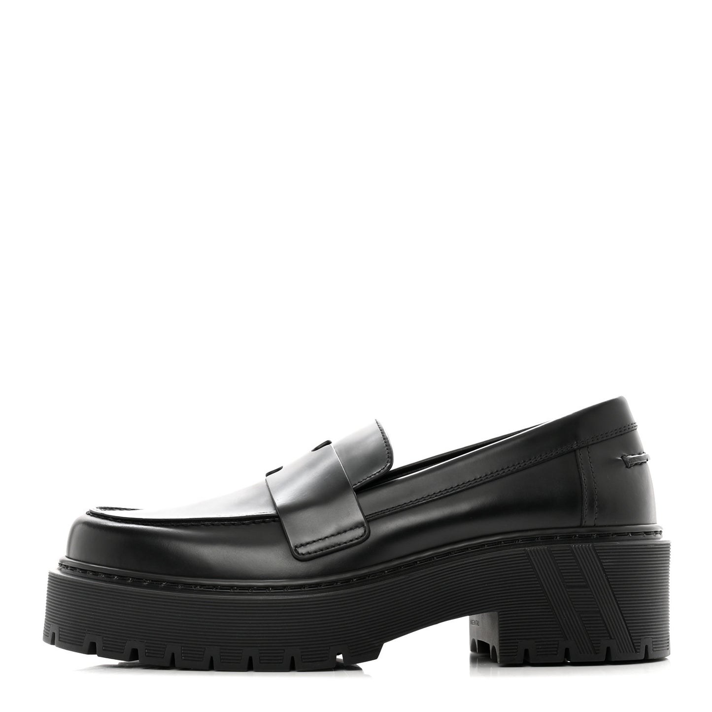 Glazed Calfskin Womens Hitch Loafers 36.5 Black