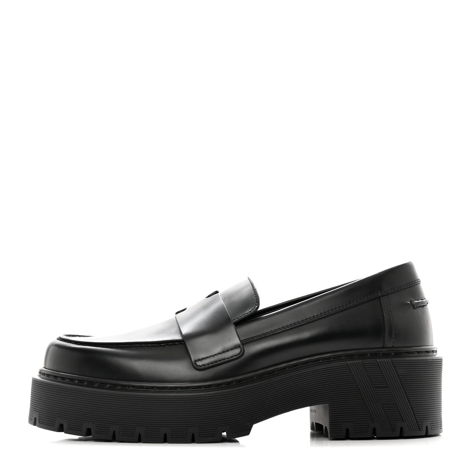 Hermes Glazed Calfskin Womens Hitch Loafers 36.5 Black 1 of 9
