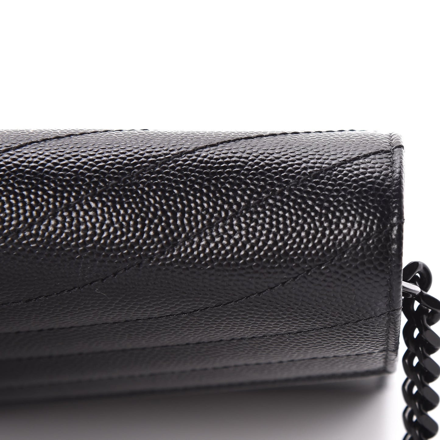 Grain De Poudre Matelasse Chevron Monogram Chain Wallet Black