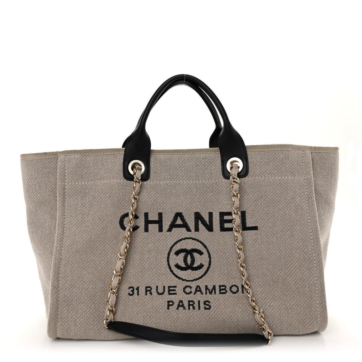 Mixed Fibers Medium Deauville Tote Beige Black