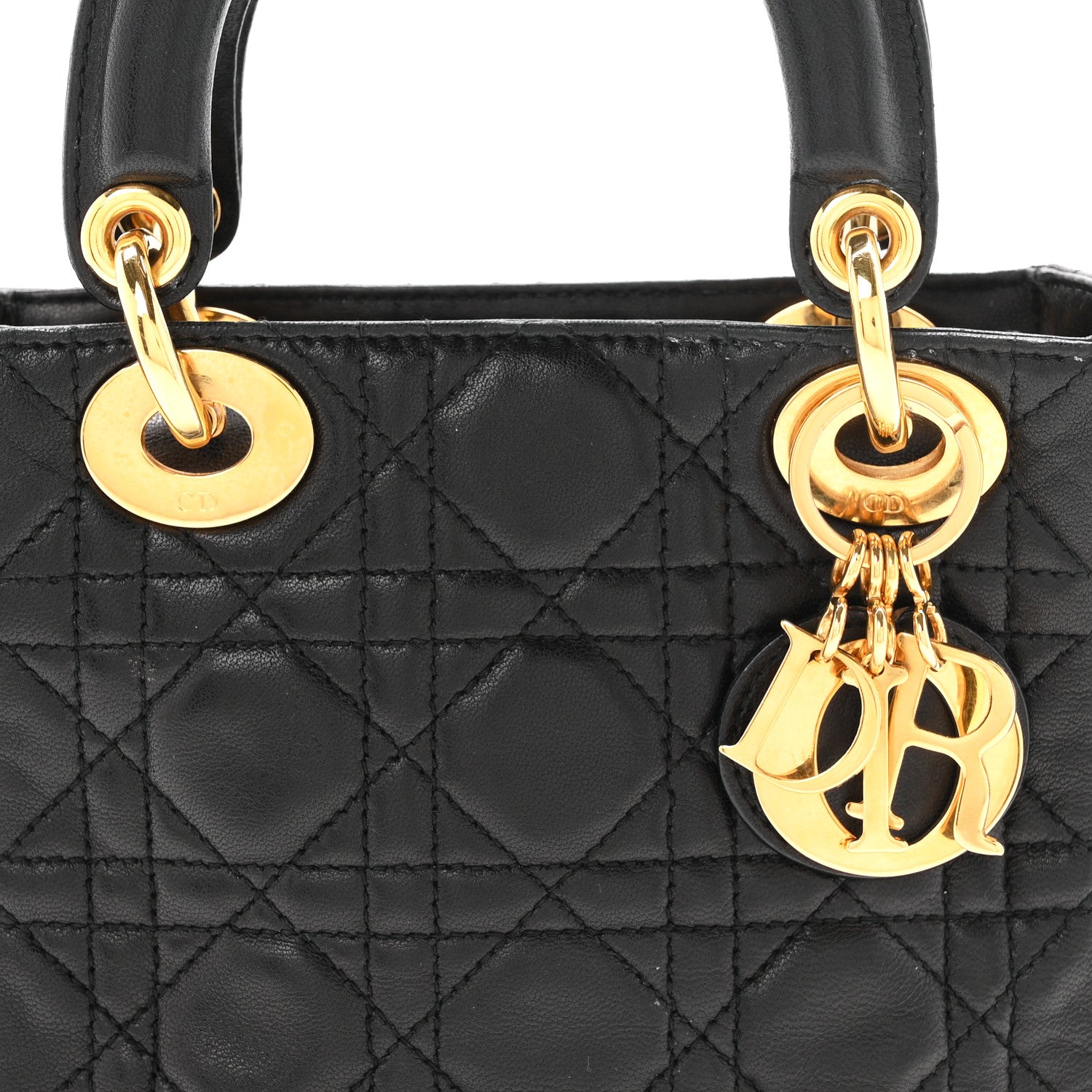 Christian Dior Lambskin Cannage Mini Lady Dior Black 7 of 9