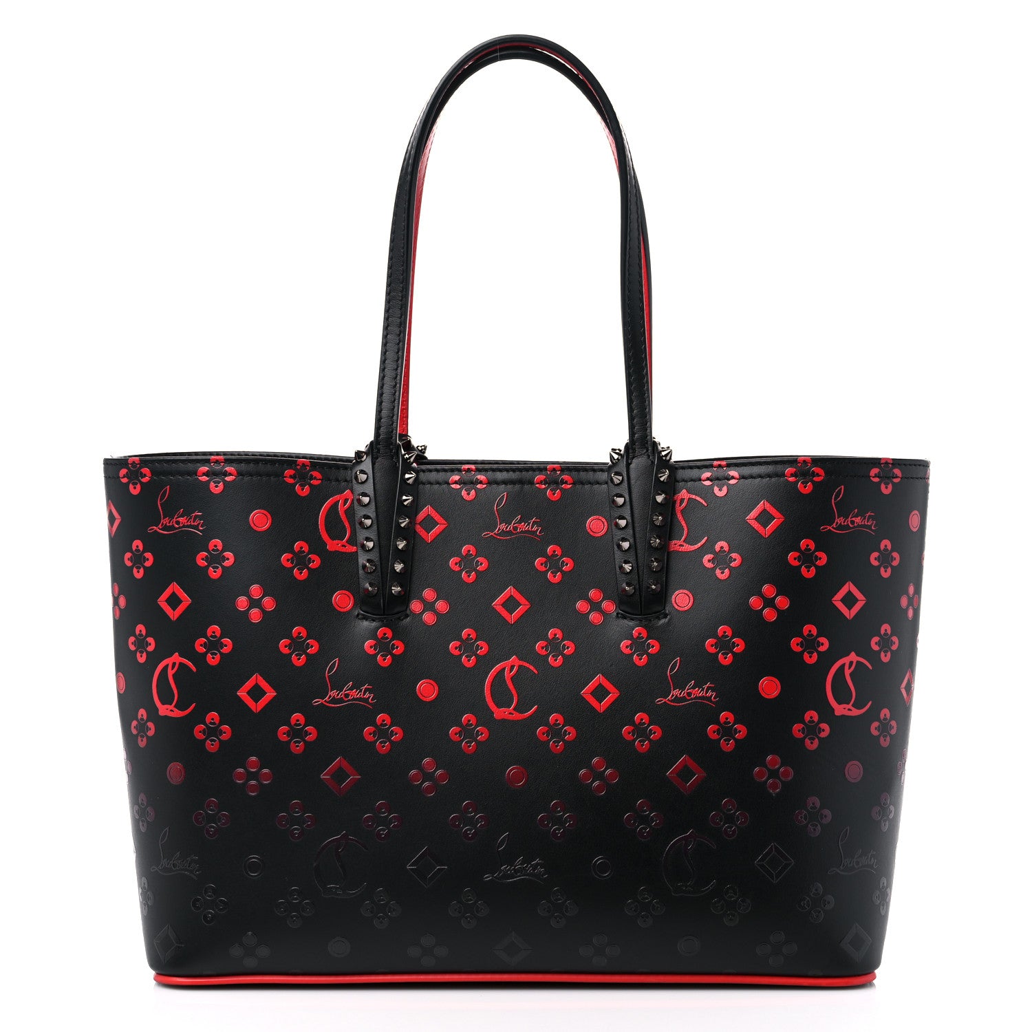 Christian Louboutin Perforated Calfskin Degrade Loubinthesky East West Cabata Tote Black Red 3 of 11