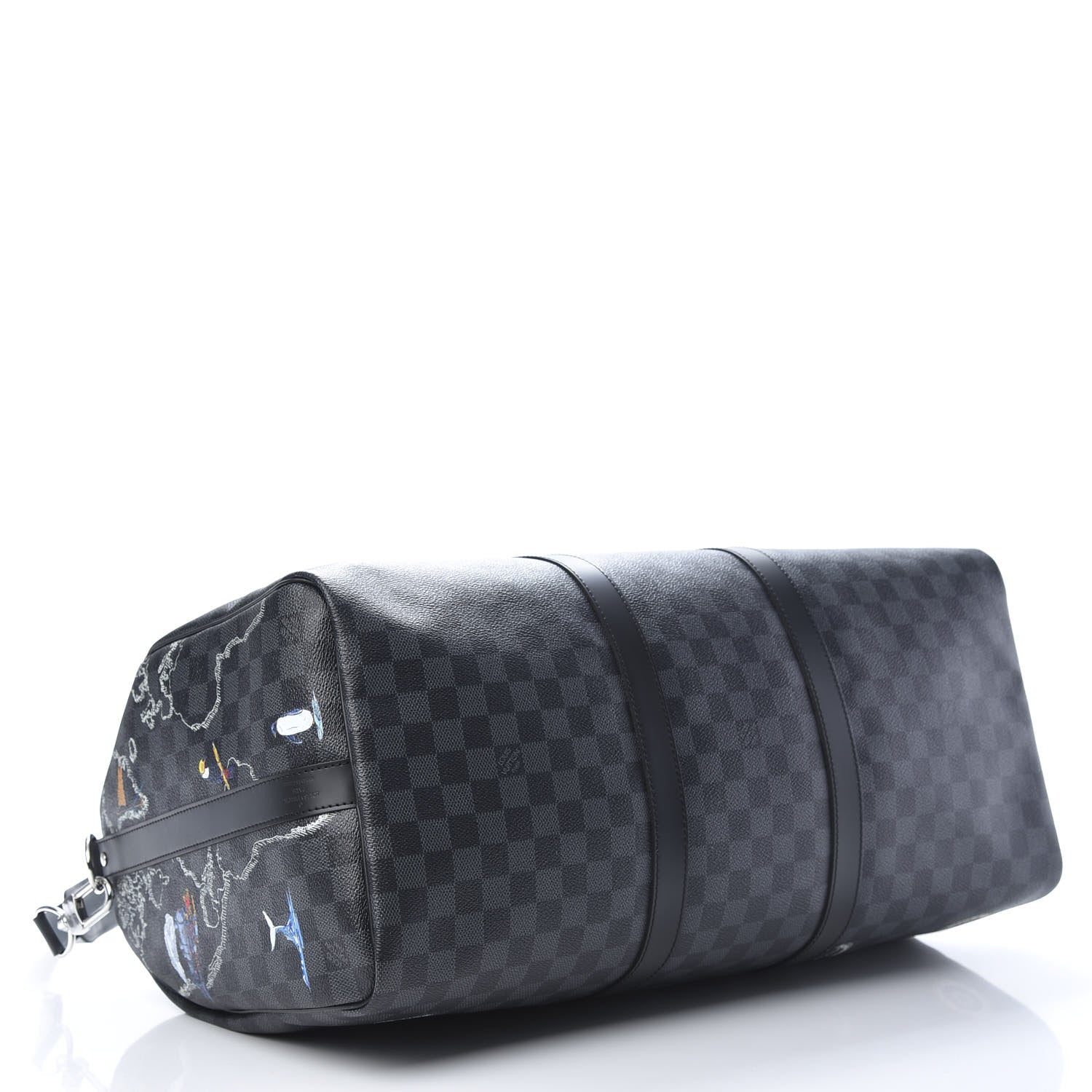 Louis Vuitton Damier Graphite World Map Keepall Bandouliere 50 3 of 9