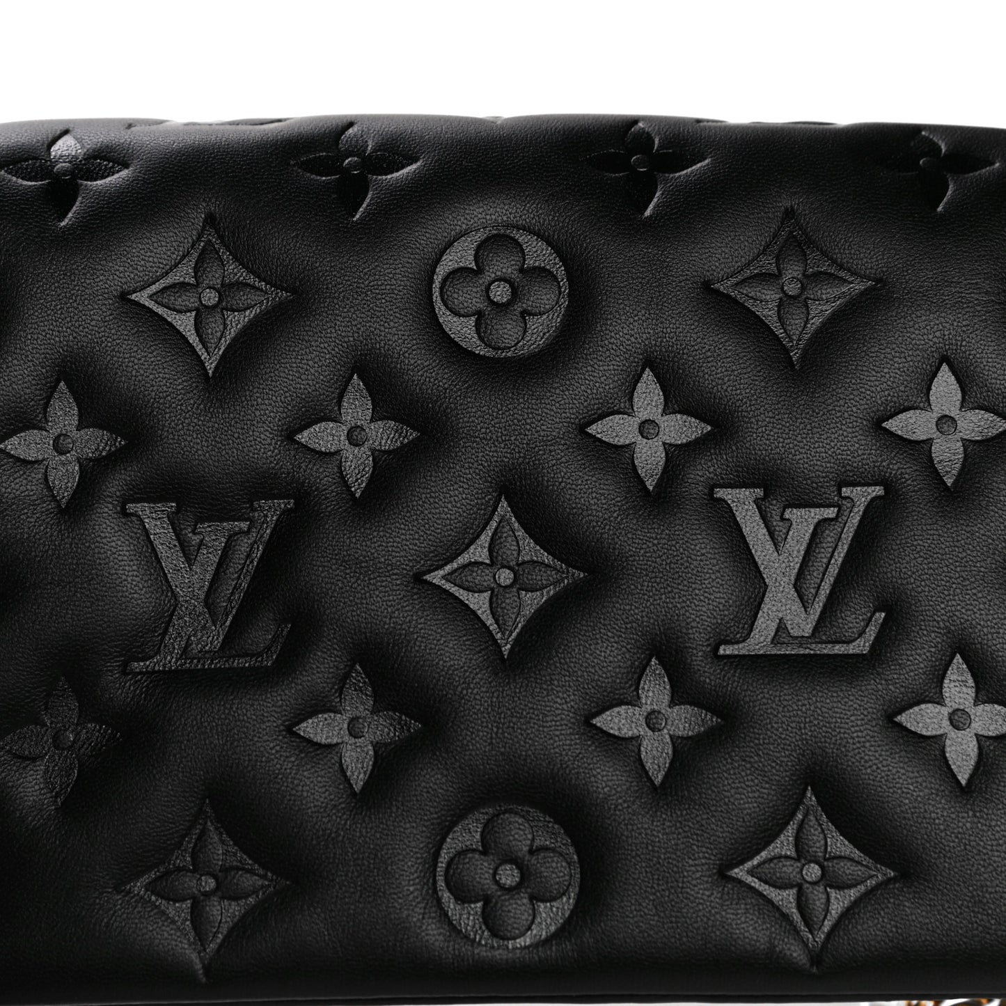 Lambskin Embossed Monogram Pochette Coussin Black
