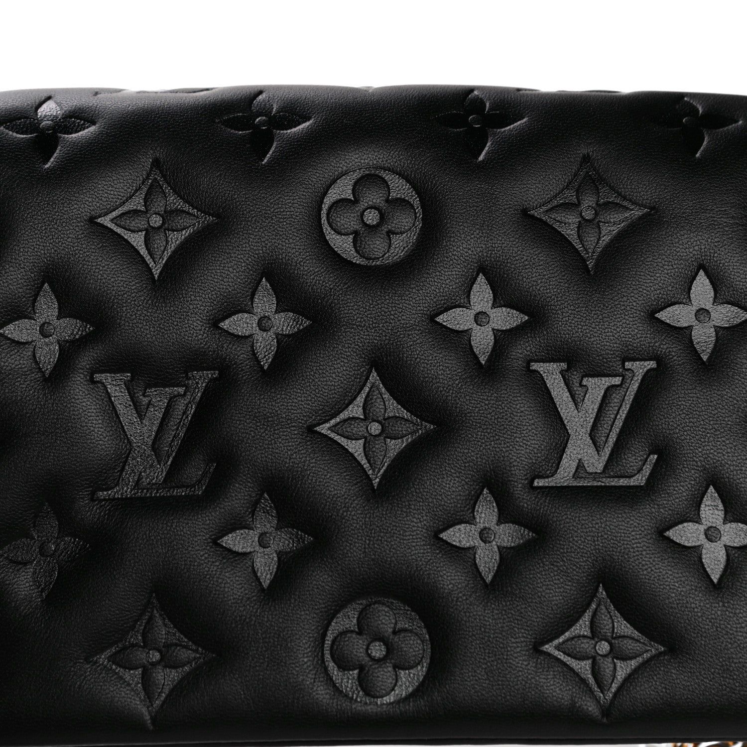 Louis Vuitton Lambskin Embossed Monogram Pochette Coussin Black 10 of 12