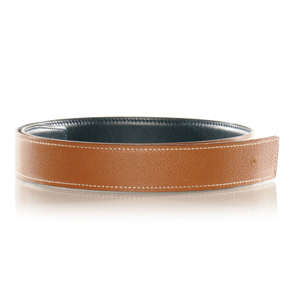 Hermes Box Courchevel Reversible Belt Strap Bleu Marine Gold 70 1 of 5