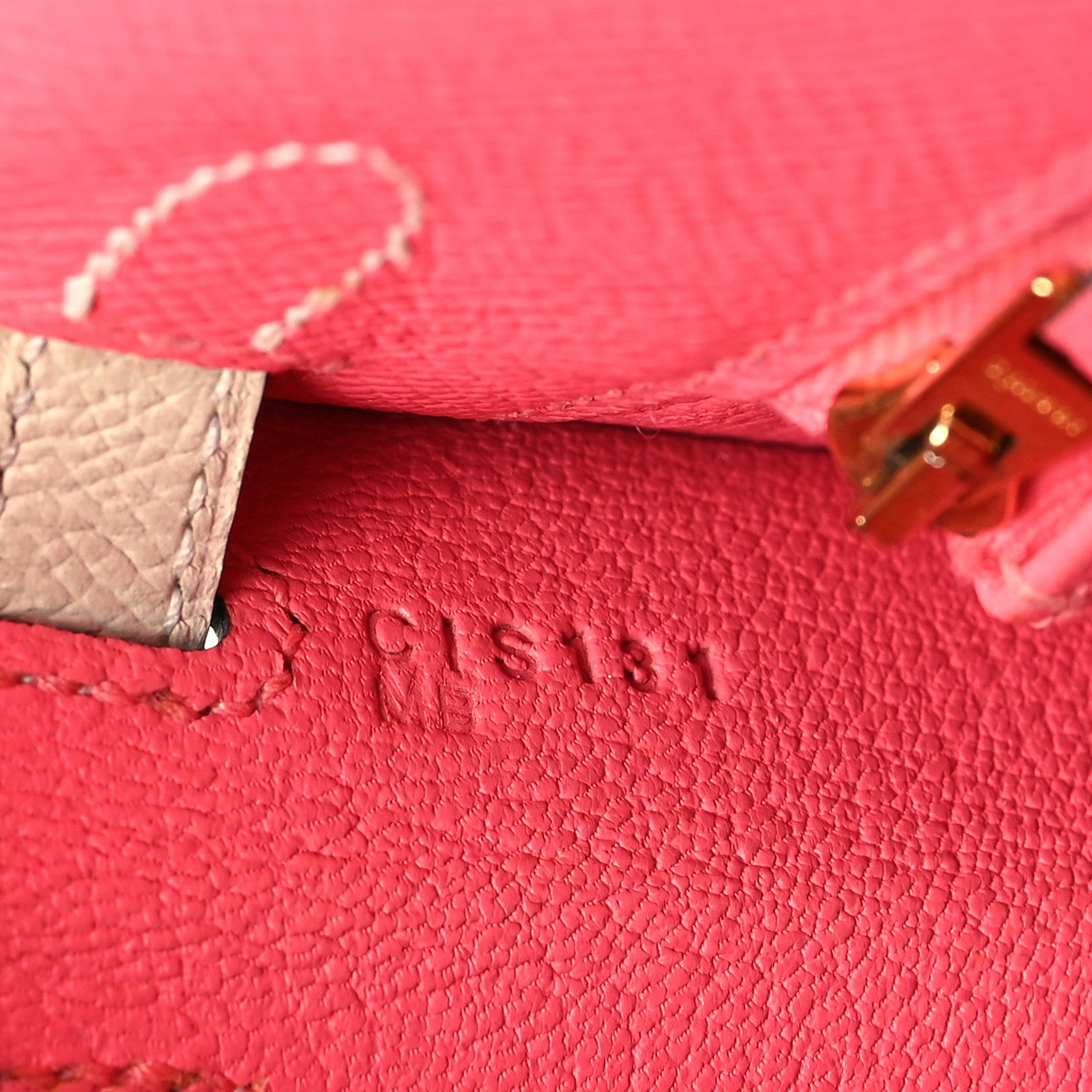 Hermes Epsom Bi-Color Horseshoe Kelly Sellier 25 Rose Azalee Craie 7 of 14