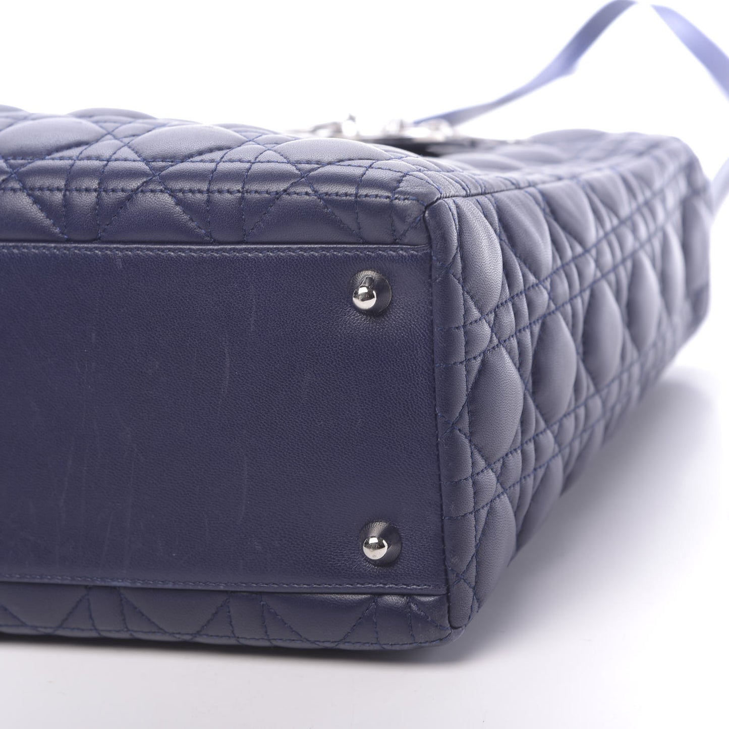 Lambskin Cannage Large Lady Dior Navy Blue