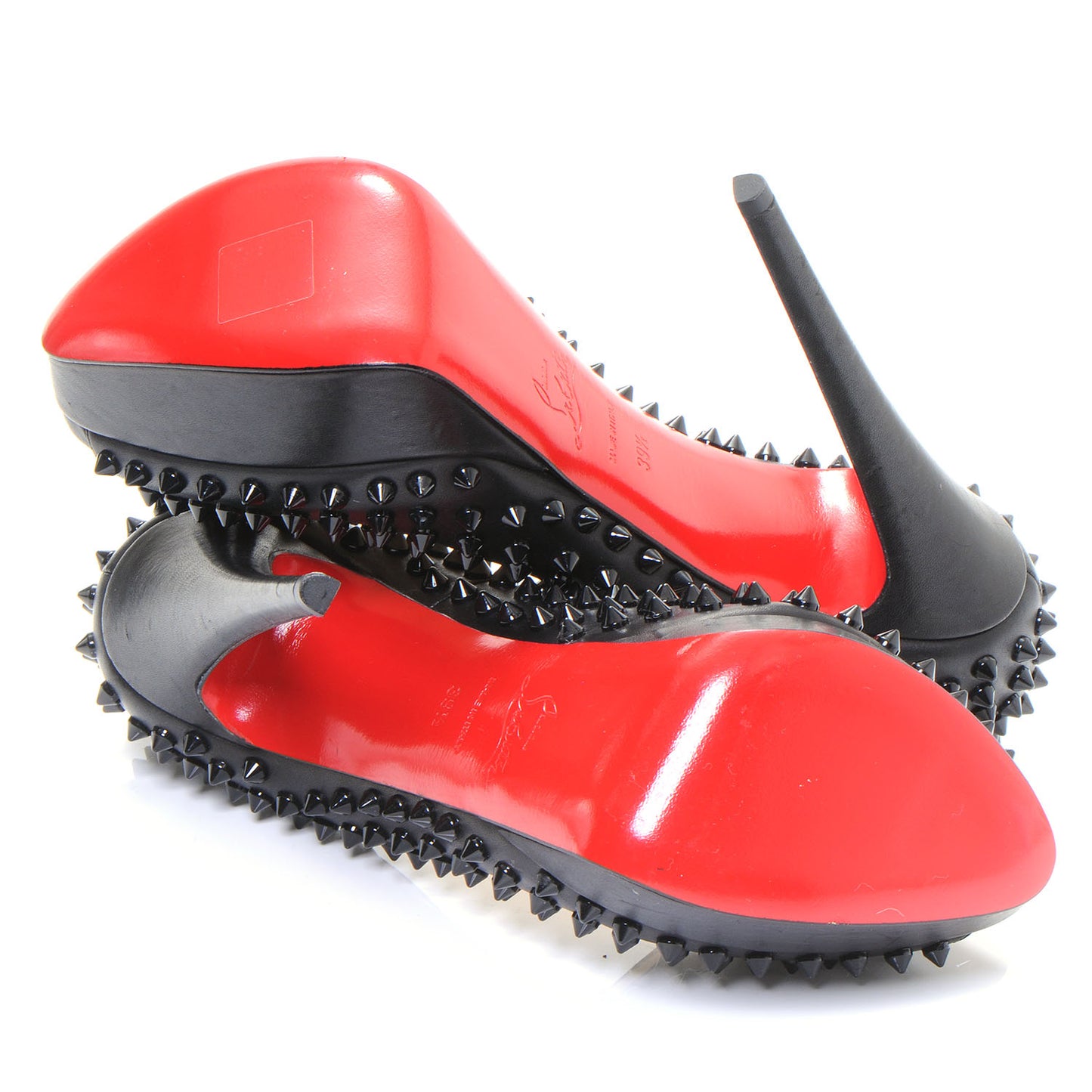 Calfskin Lady Peep Spikes VIP 150 Pumps 39.5 Black