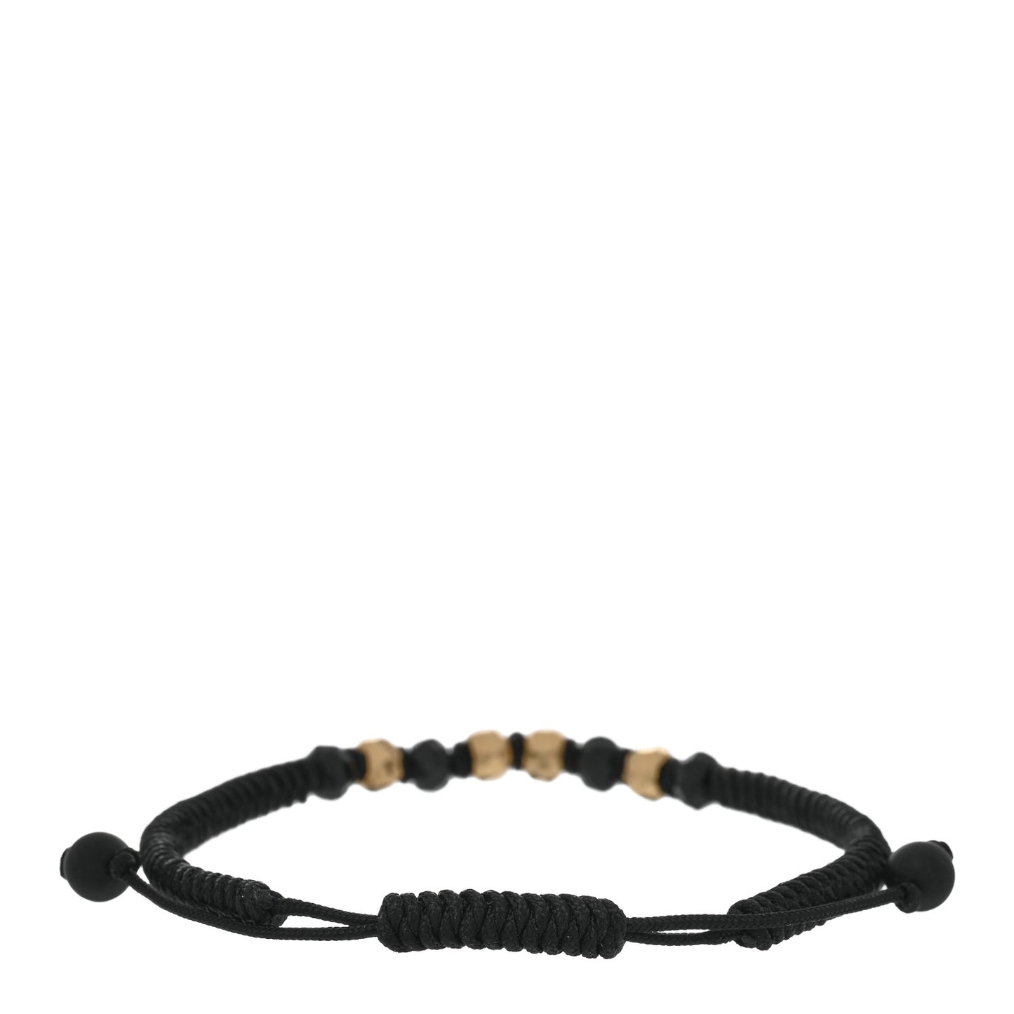 18K Yellow Gold Black Onyx Nylon Fortune Woven Bracelet Black