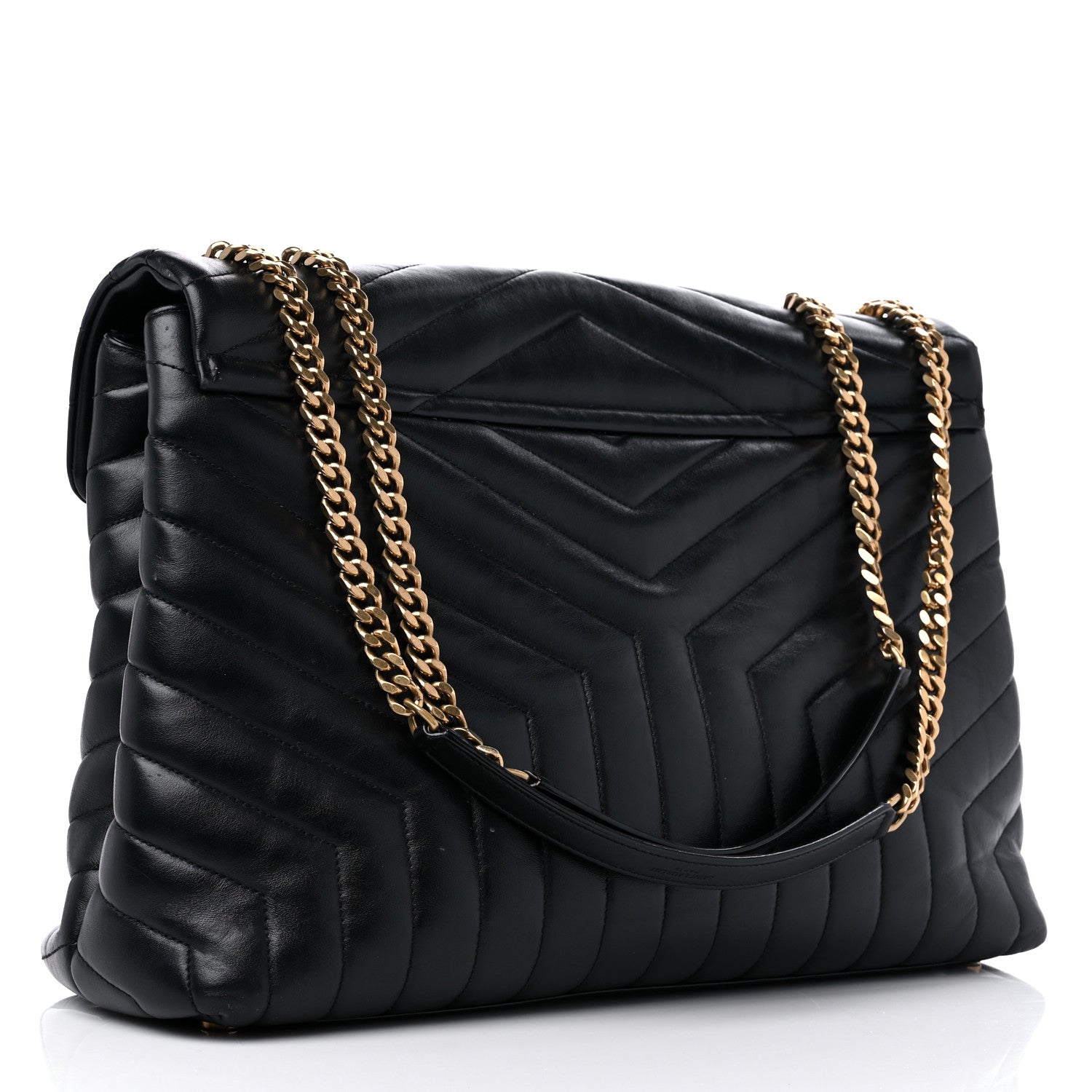 Saint Laurent Calfskin Y Quilted Monogram Large Loulou Chain Satchel Black 4 of 20