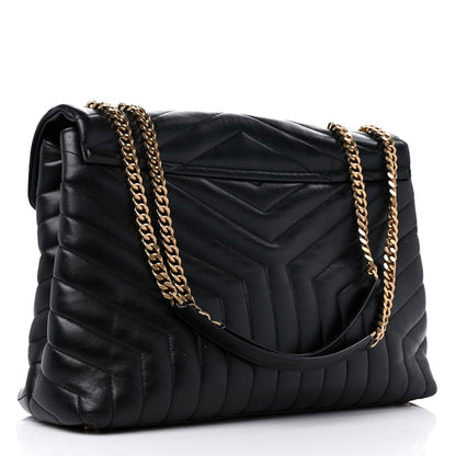 Saint Laurent Calfskin Y Quilted Monogram Large Loulou Chain Satchel Black 4 of 20