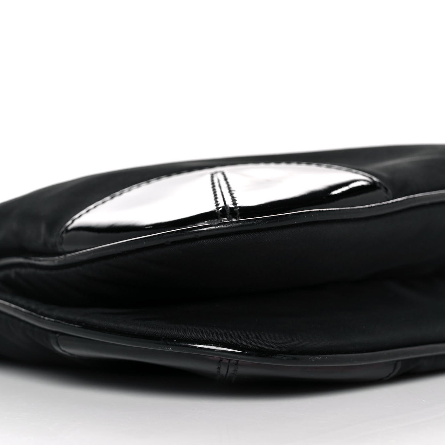 Tessuto Nylon Patent Flat Messenger Bag Black