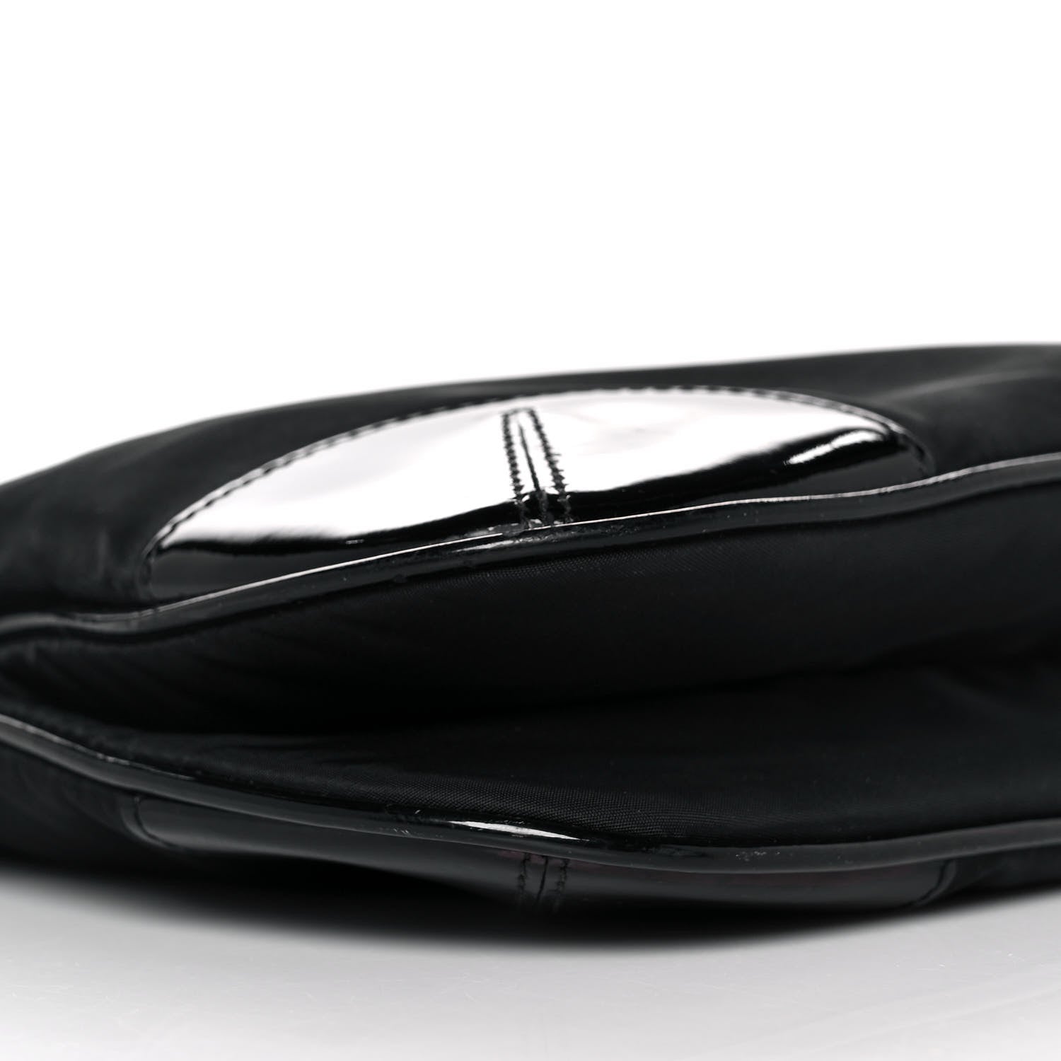 Prada Tessuto Nylon Patent Flat Messenger Bag Black 6 of 7