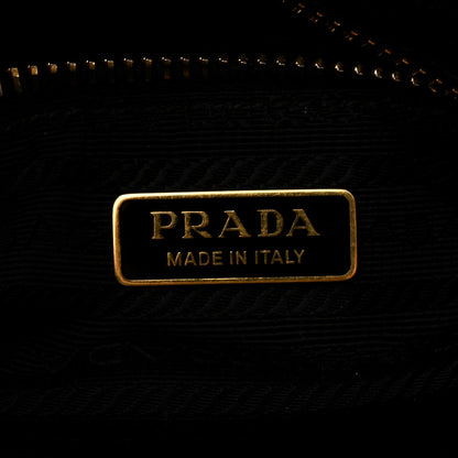 Prada Glossy Calfskin Triangle Medium Bonnie Shoulder Bag Black 6 of 15