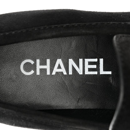 Chanel Suede Kidskin CC Platform Loafers 37 Black 8 of 10