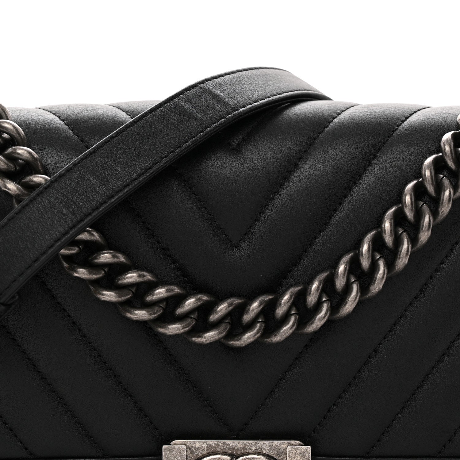 Chanel Calfskin Chevron Quilted Medium Boy Flap Black 8 of 10