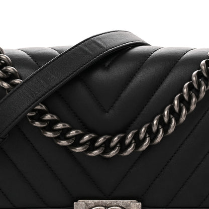 Chanel Calfskin Chevron Quilted Medium Boy Flap Black 8 of 10