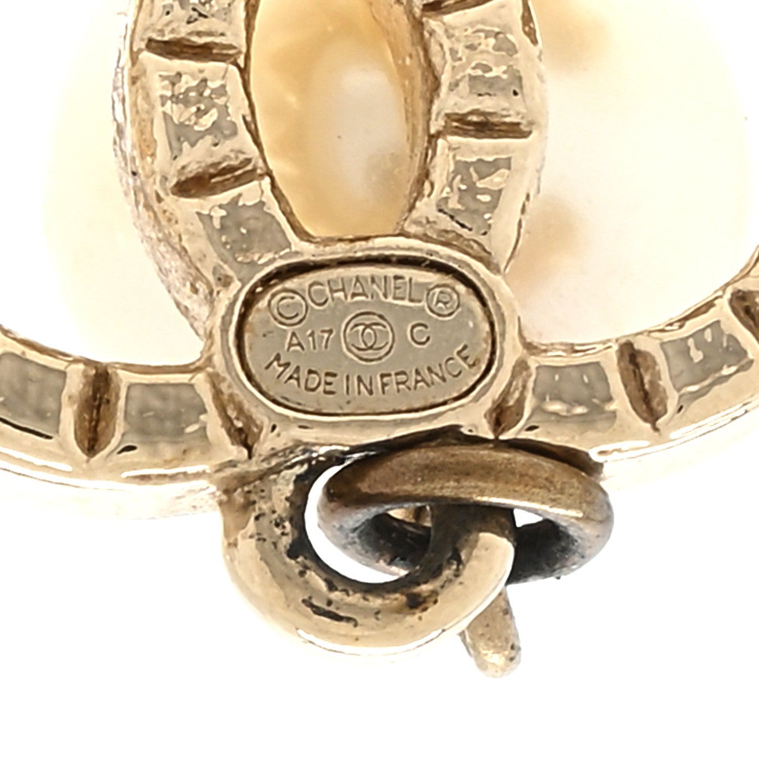 Chanel Pearl Studded CC Drop Earrings Gold 4 of 4