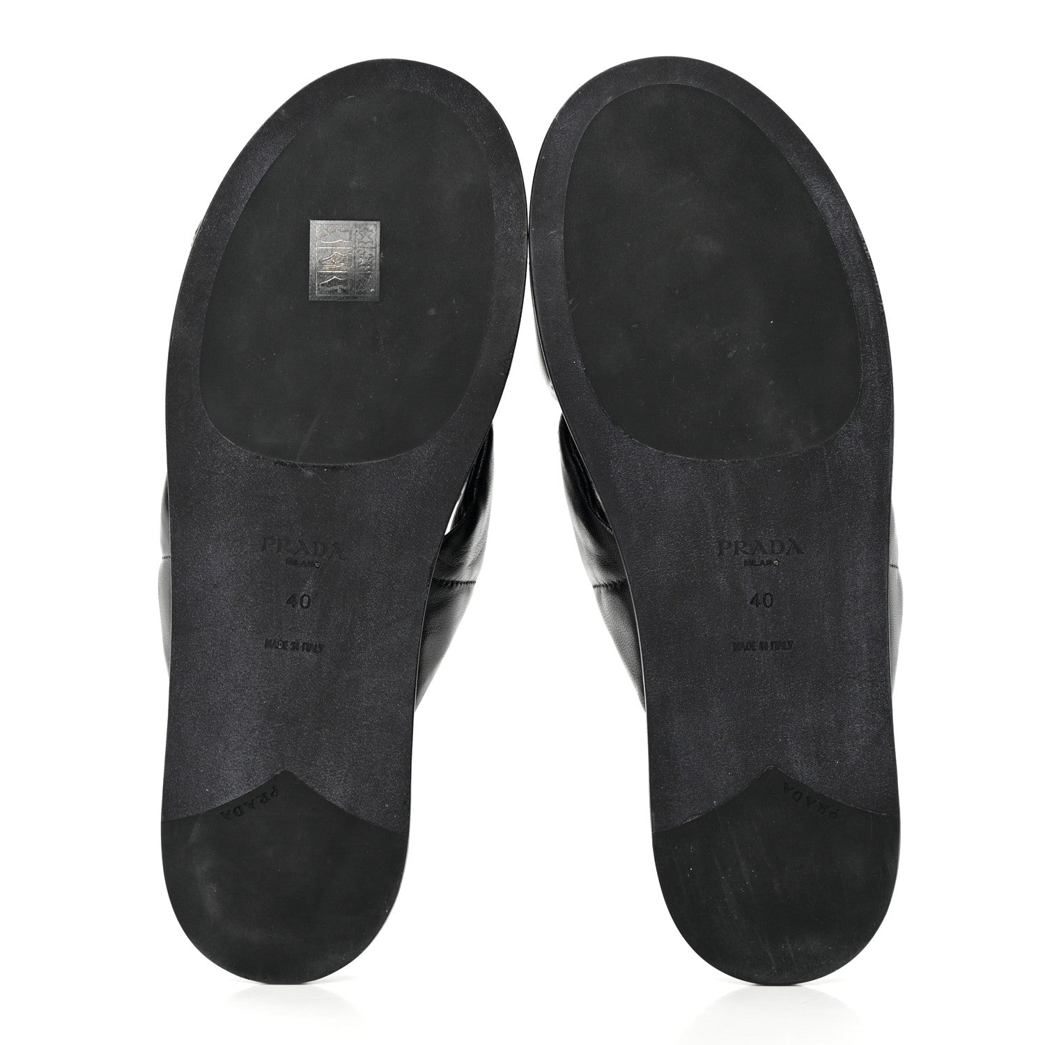 Prada Nappa Logo Quilted Criss Cross Slide Sandals 40 Black 5 of 10