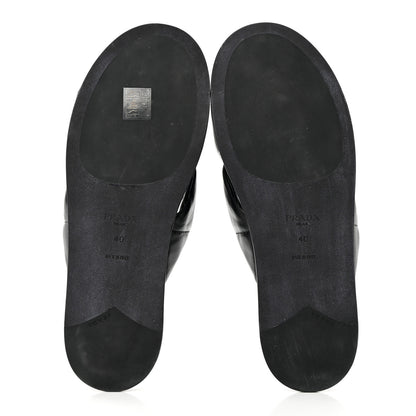 Prada Nappa Logo Quilted Criss Cross Slide Sandals 40 Black 5 of 10