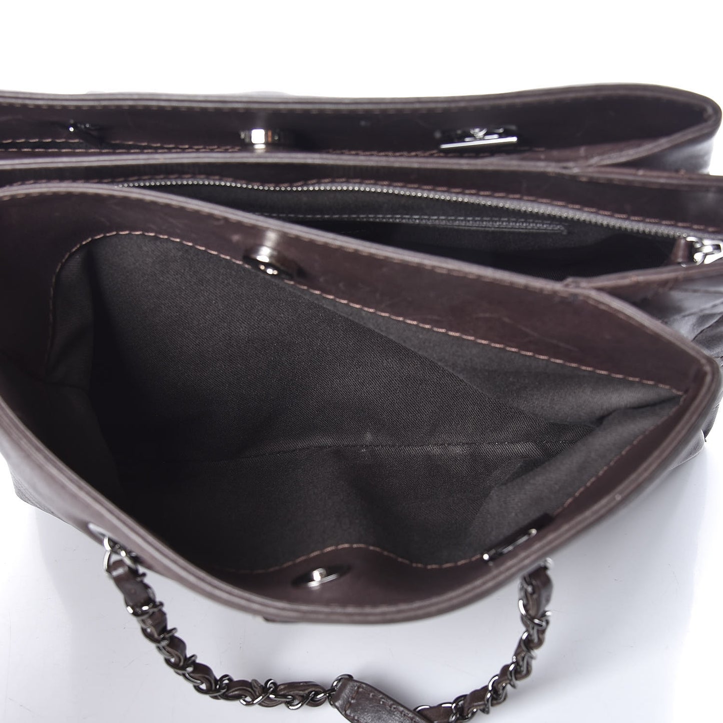 Calfskin Zipped Shopping Tote Grey