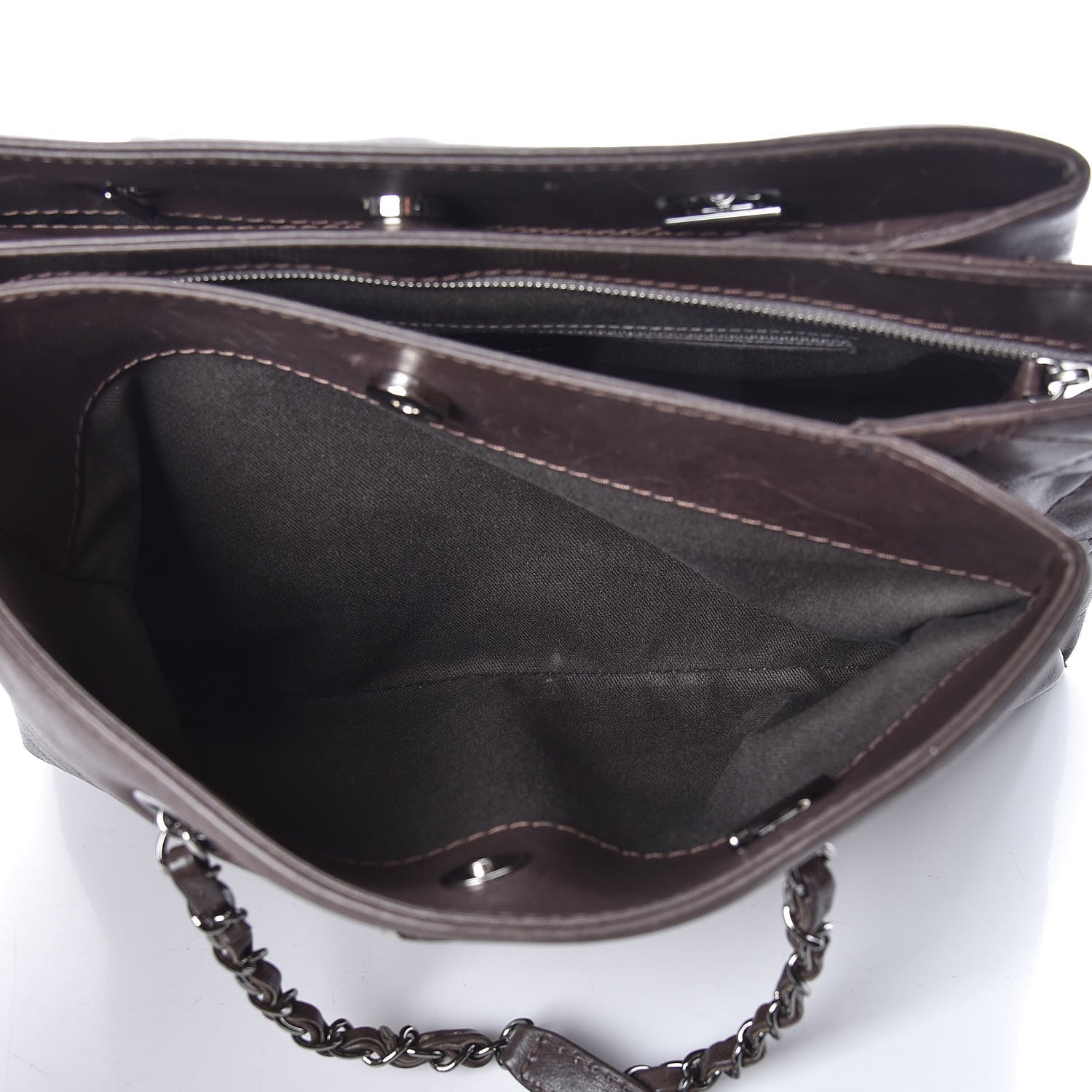 Chanel Calfskin Zipped Shopping Tote Grey 7 of 13