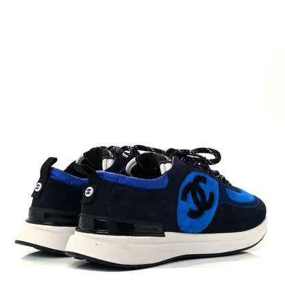 Chanel Suede Calfskin CC Sneakers 39 Blue Navy Dark Navy 4 of 10