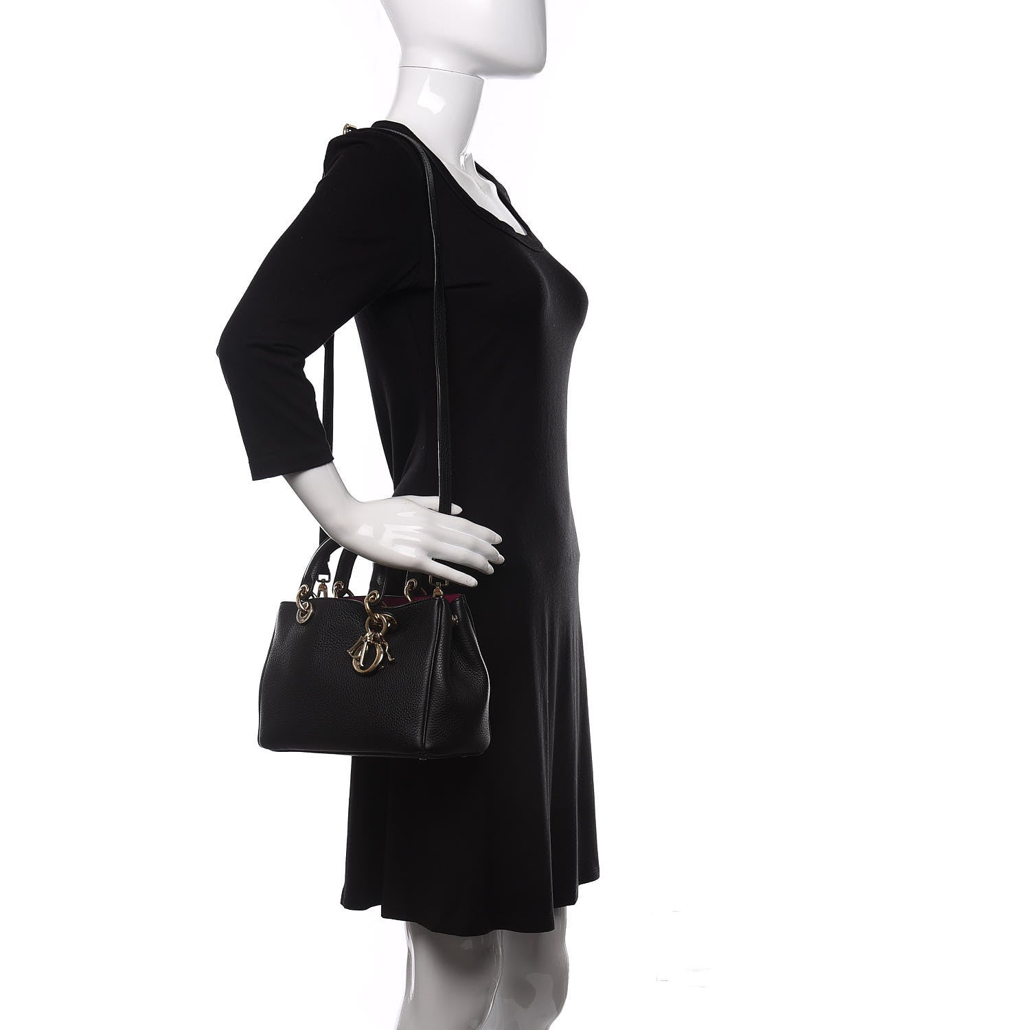 Christian Dior Bullcalf Small Diorissimo Tote Black Rose Indien 2 of 9