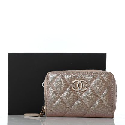 Chanel Iridescent Caviar Quilted Zip Coin Purse Beige 8 of 8