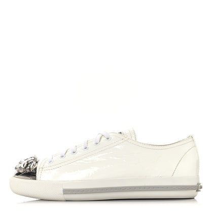 Miu Miu Naplak Crystal Low Top Sneakers 38 Bianco 1 of 10