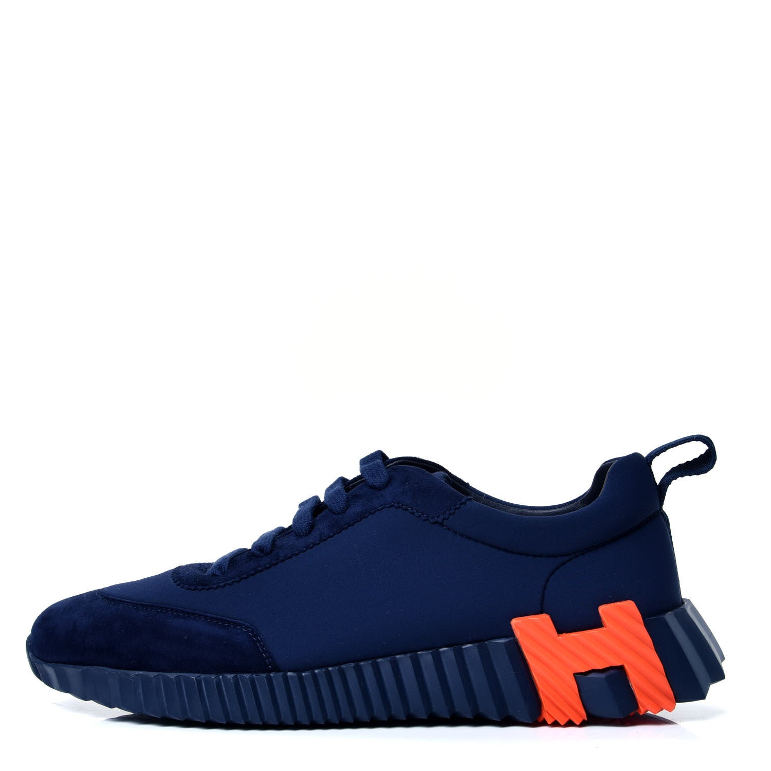 Hermes Technical Jersey Suede Goatskin Bouncing Sneakers 38.5 Marine 1 of 10