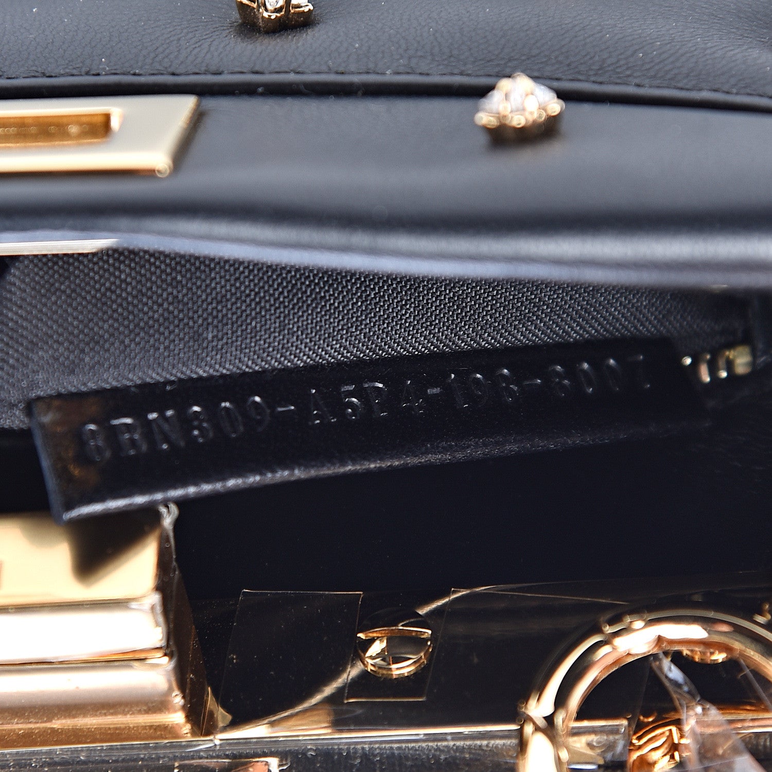 Fendi Nappa Crystal Star Embroidered XS Peekaboo Iconic Satchel Black 7 of 11