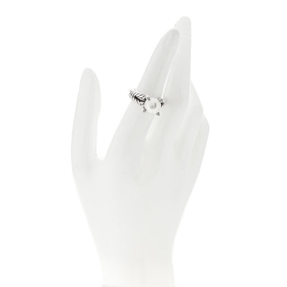 David Yurman Sterling Silver Diamond Pearl 10mm Cable Ring 52 6 2 of 5