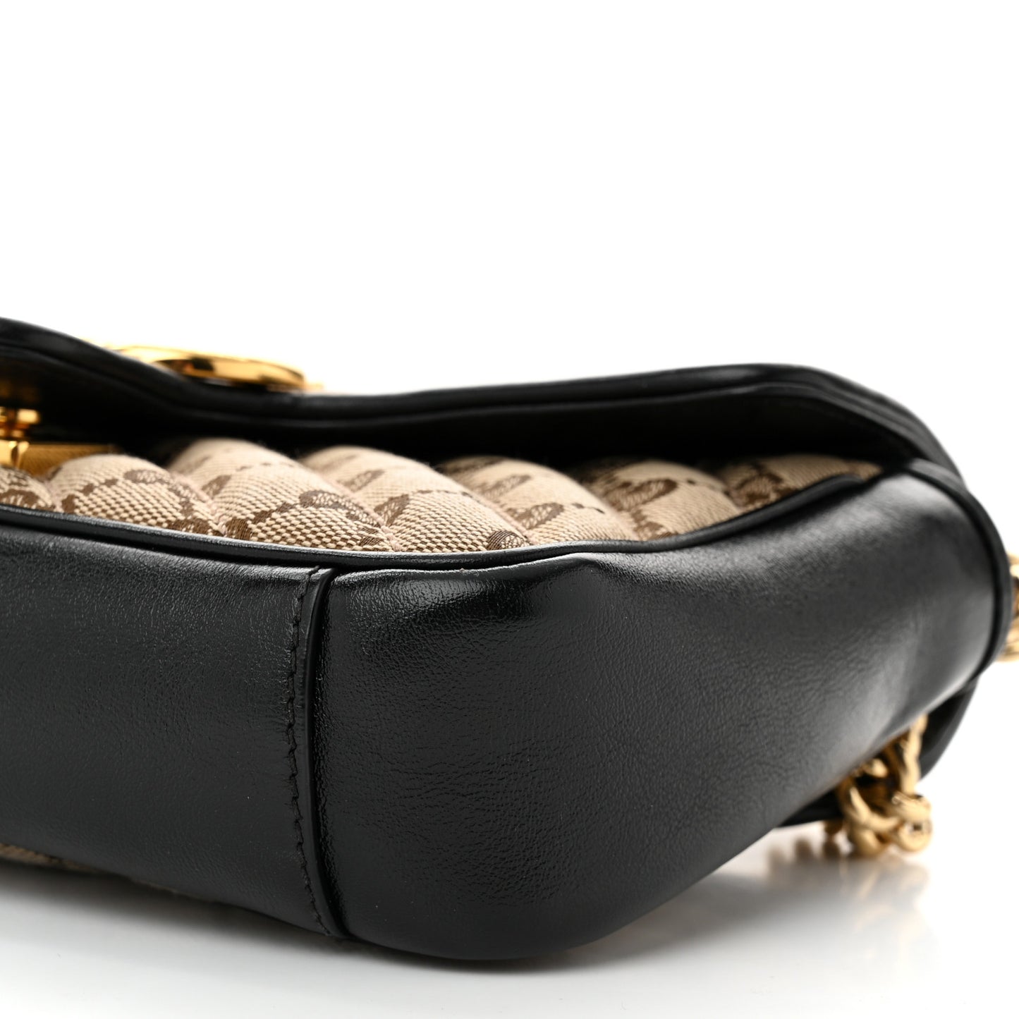 Monogram Matelasse Diagonal Mini GG Marmont Shoulder Bag Beige Black