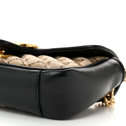 Gucci Monogram Matelasse Diagonal Mini GG Marmont Shoulder Bag Beige Black 10 of 10