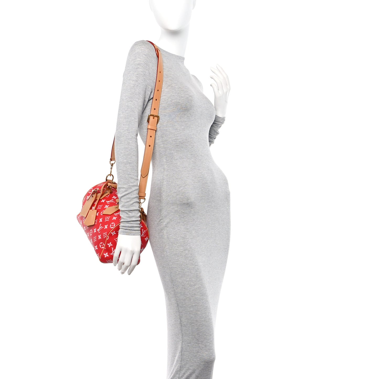 Soft Calfskin Monogram Speedy P9 Bandouliere 25 Red